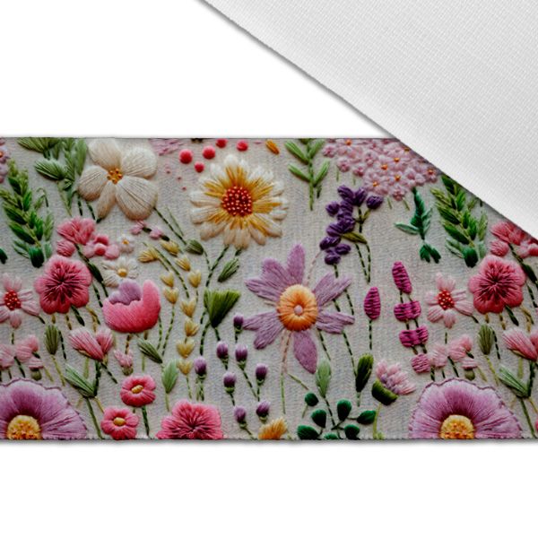 Tissu imprimé polyester imperméable TD/NS effet 3D imprimé fleurs brodées Violet