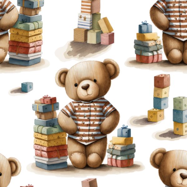 Coton premium NELA COUPON M ours avec des cubes