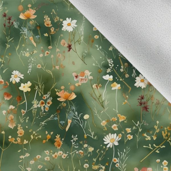 Tissu imprimé polyester imperméable TD/NS mini fleurs Victoria vert foncé