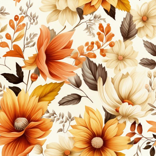 Éco cuir design (similli cuir) avec impression fleurs d'automne Alia 700g