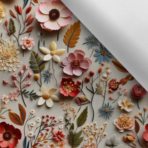 Tissu doudoune polyester matelassé effet 3D imprimé fleurs Elena