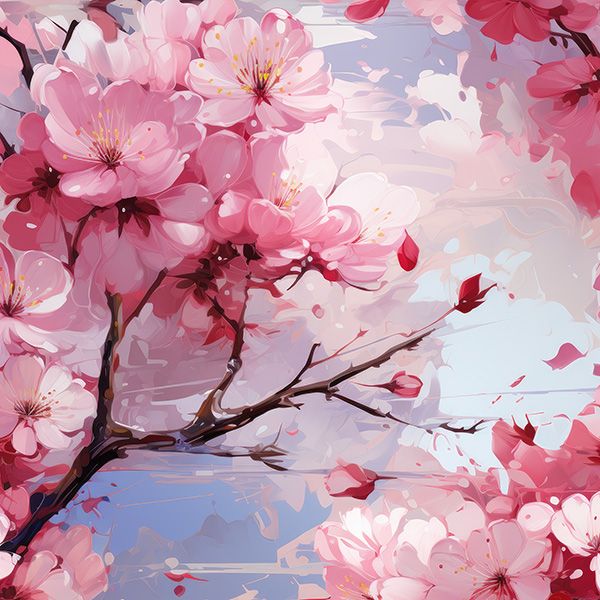 Tissu soie élastique fleur de cerisier