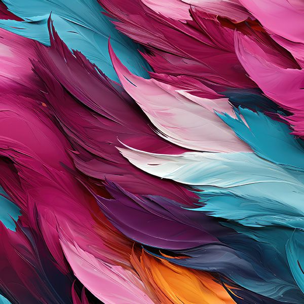 Ruban velours élastique imprimé 4cm plumes colorées