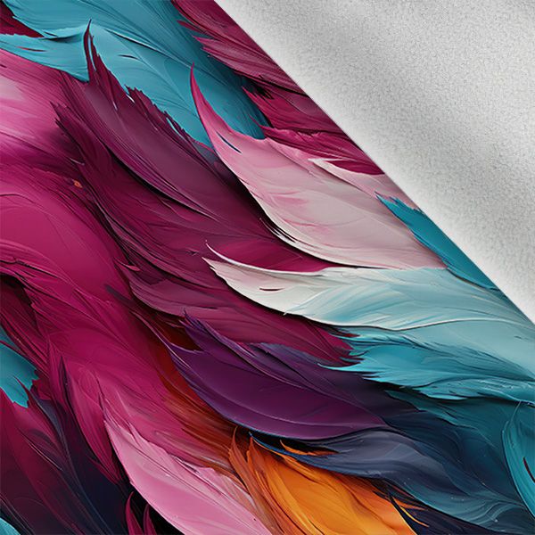 Tissu soie élastique plumes colorées