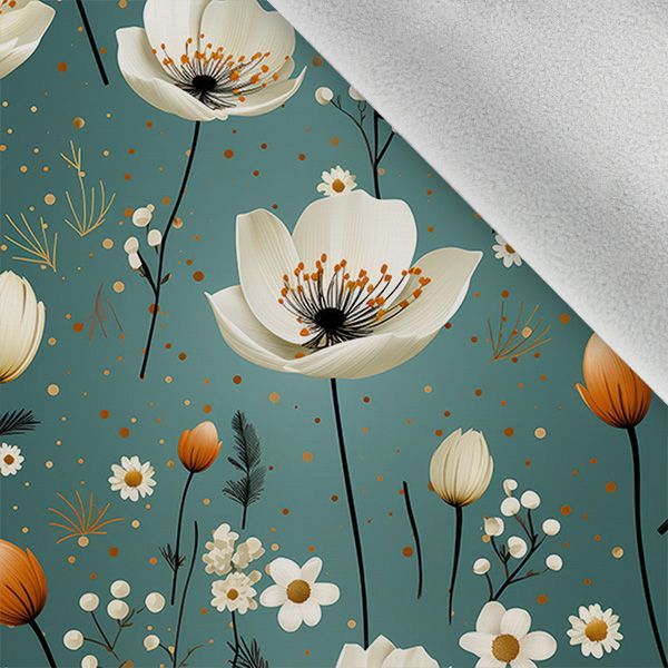 Tissu imprimé polyester imperméable TD/NS fleurs menthol