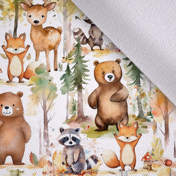 Tissu jersey côtelé confectionné Takoy aventure forestière des animaux