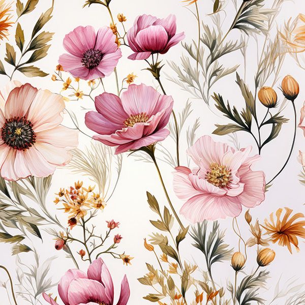 Tissu imprimé polyester imperméable TD/NS fleurs d'été Romance