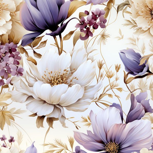 Tissu sweat Takoy 150cm fleurs violettes Vilma
