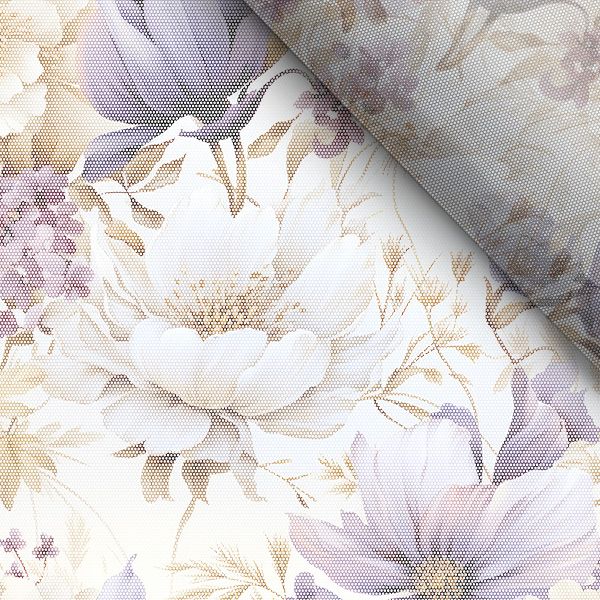 Tissu Chiffon transparent fleurs violettes Vilma
