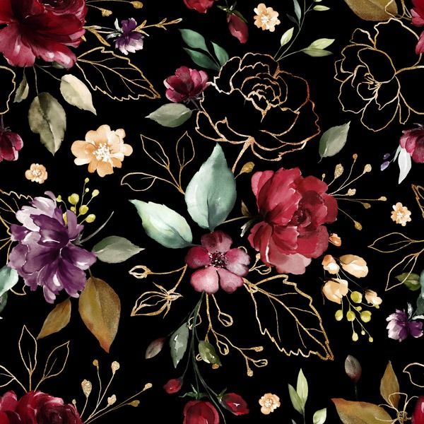 Coupon avec le patron de veste softshell motif fleurs d´or noir taille 128