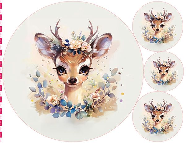 Coupon en polyester imperméable 49x49 flowers deer