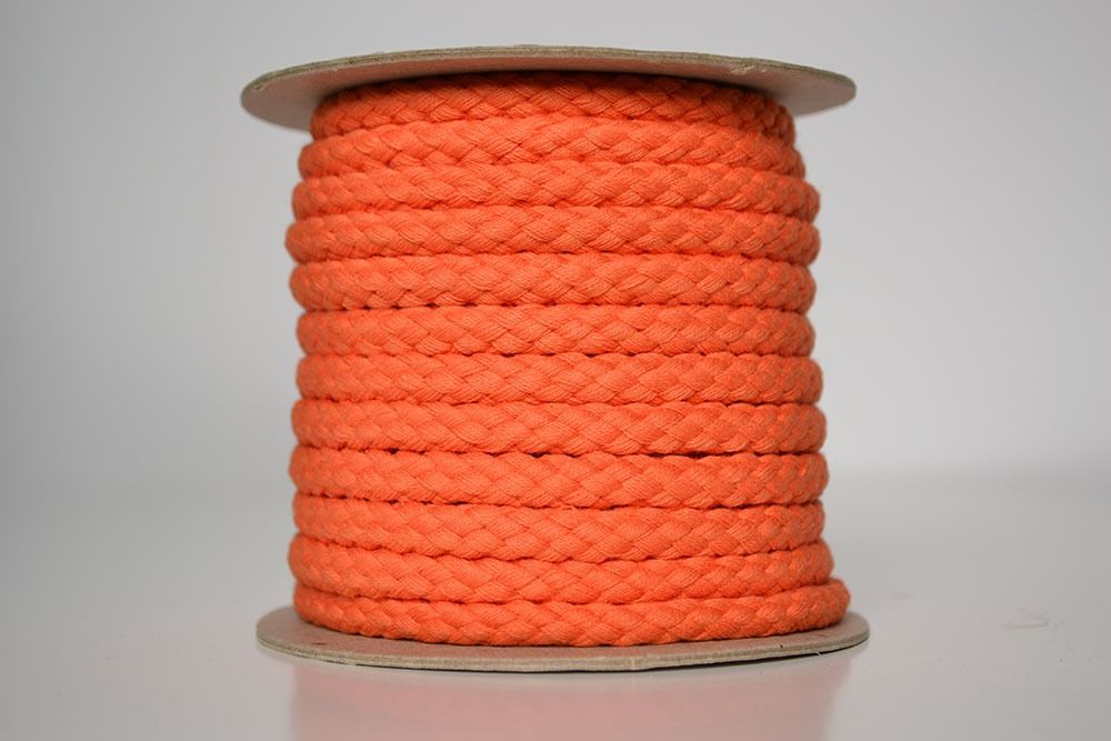 Cordon de coton tressé orange 1 cm premium