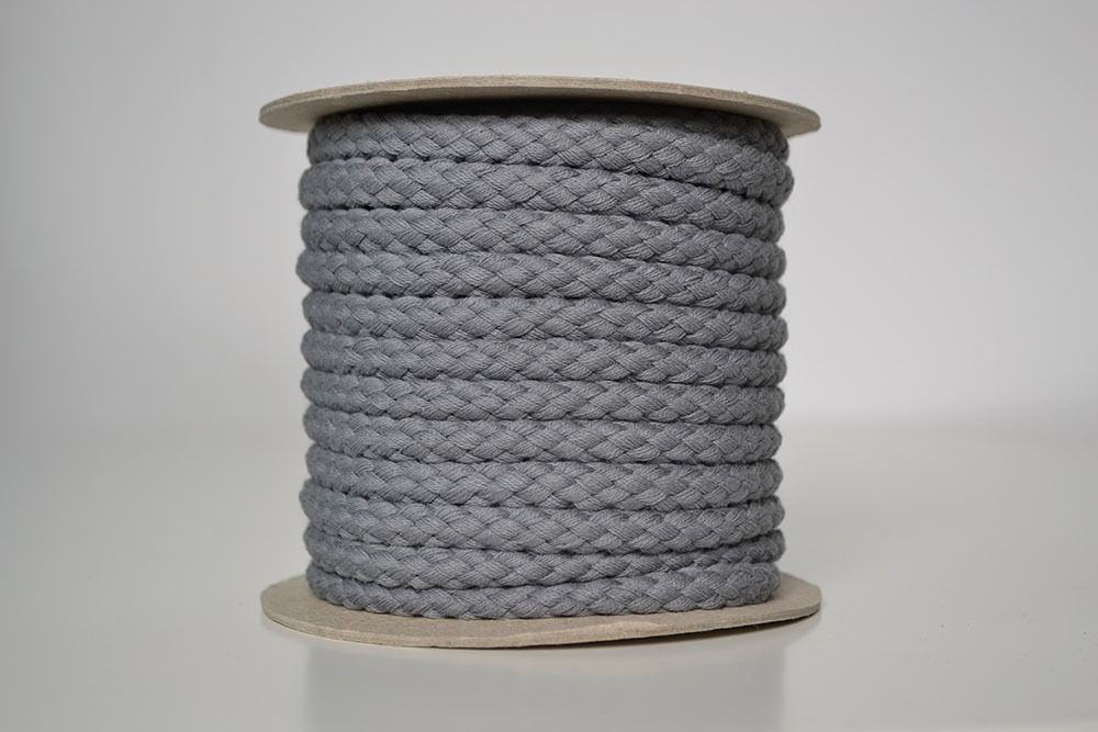 Cordon de coton tressé gris 1 cm premium