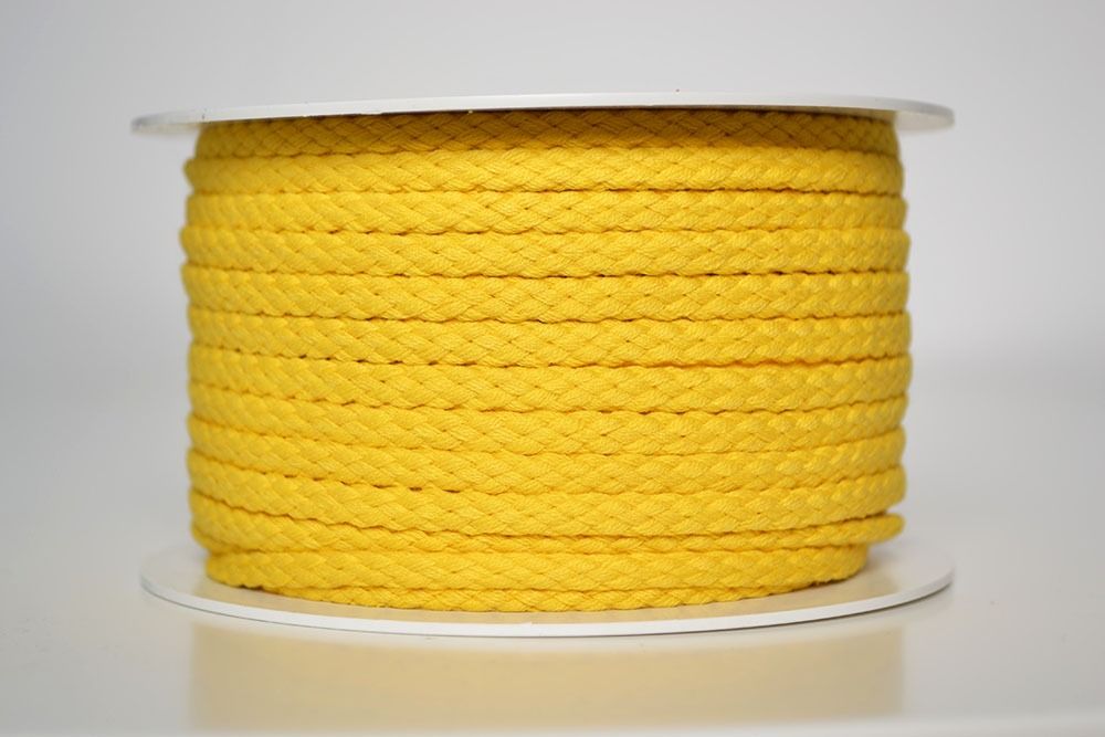 Cordon de coton tressé jaune 5 mm premium