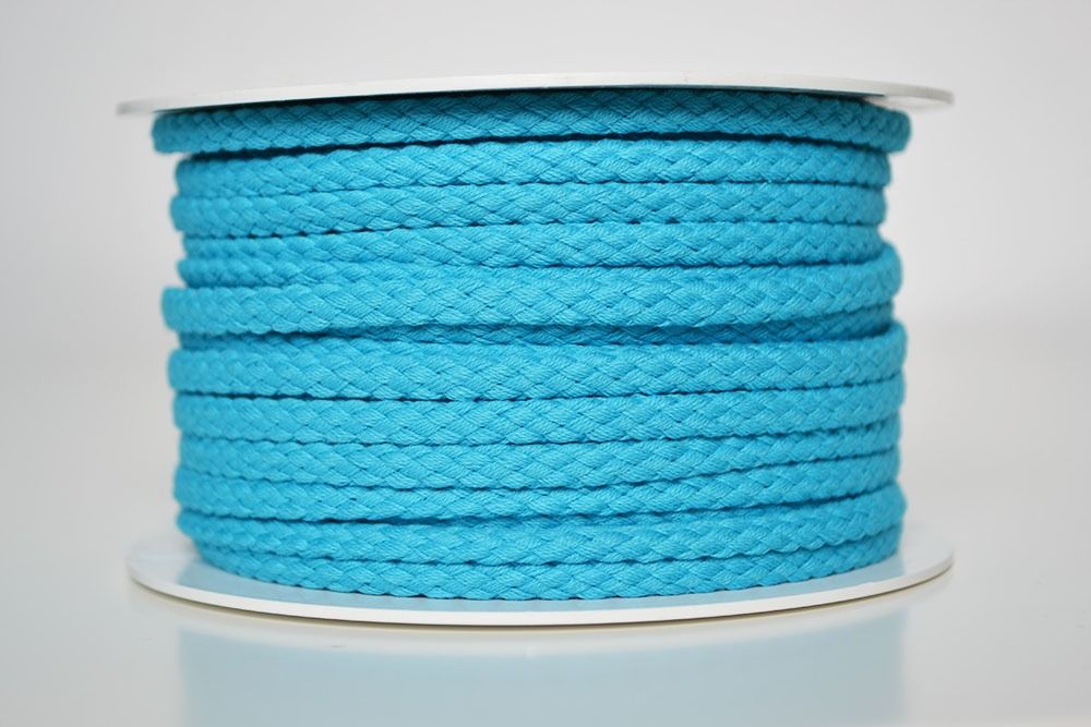 Cordon de coton tressé turquoise 5 mm premium