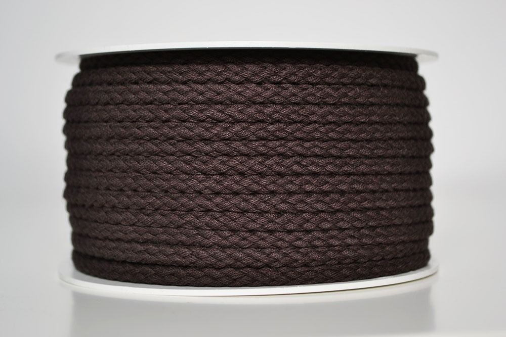 Cordon de coton tressé brun foncé 5 mm premium
