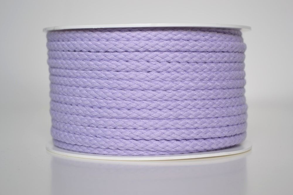 Cordon de coton tressé violet clair 5 mm premium