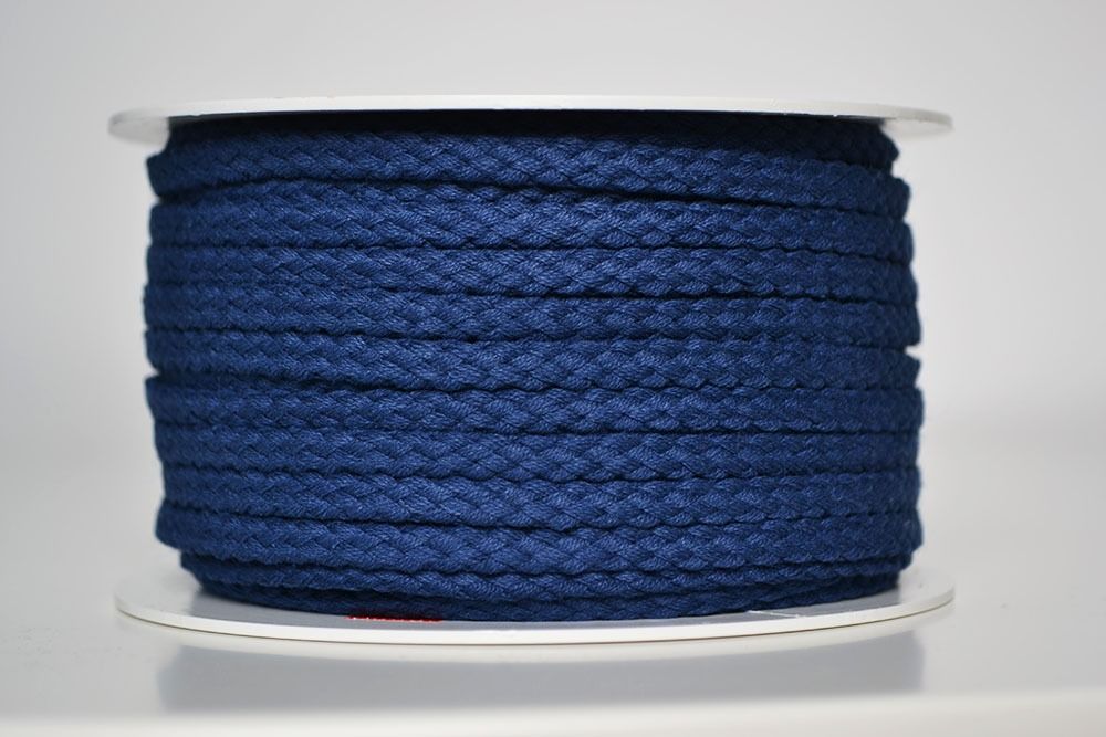 Cordon de coton tressé bleu 5 mm premium
