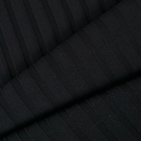 Jersey côtelé pour pull 100% coton noir