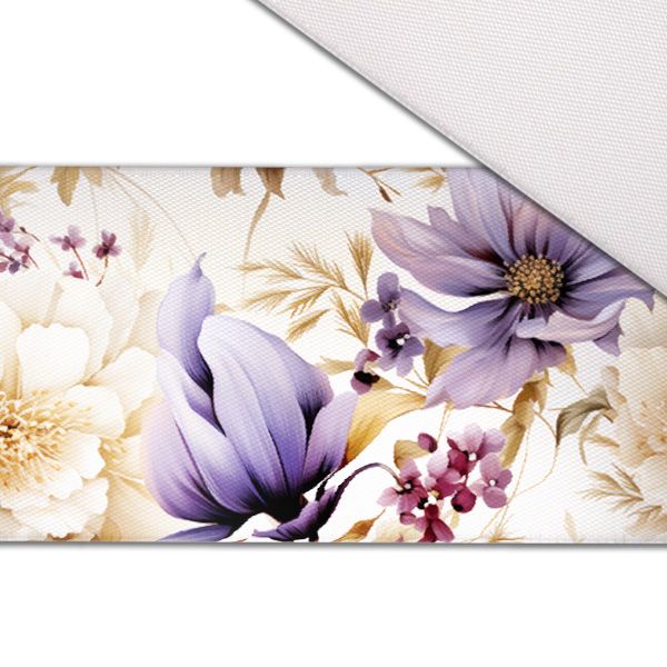Tissu satin élastique aspect brillant fleurs violettes Vilma