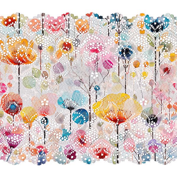 Tissu imprimé polyester imperméable TD/NS fleurs d'été Extrem