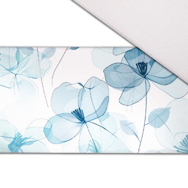 Tissu rayonne élastique Silky (soie artificielle) fleurs bleues