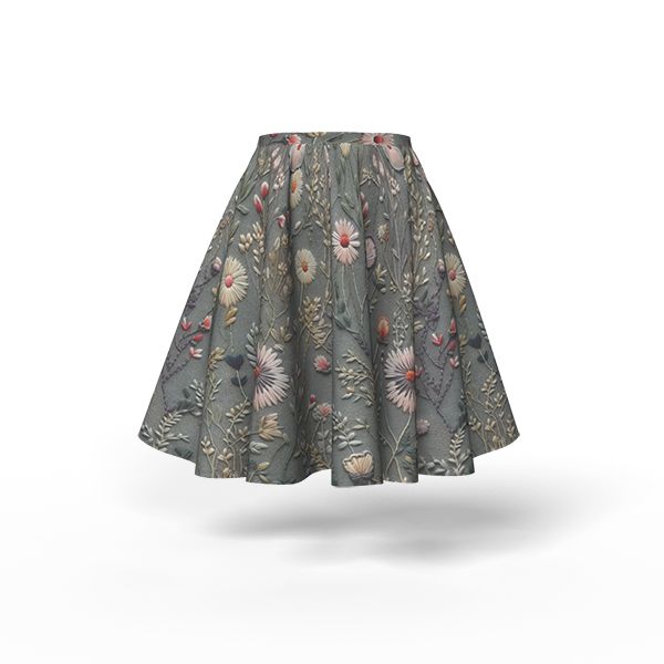 Tissu velours stretch-habillement (effet 3D imprimé) fleurs de pré Antonia gris