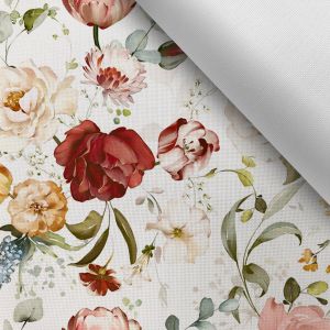 Tissu avec impression polyester imperméable TD/NS Suzi jardin blanc