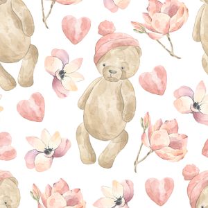 Coton premium Takoy ours dans les fleurs