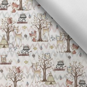 Tissu avec impression polyester imperméable TD/NS forest/forêt blanc