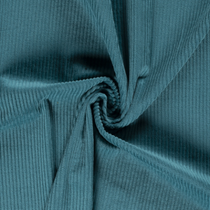 Tissu velours côtelé coton bleu pétrole