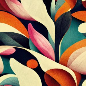 Tissu sport polyester avec couche imperméable fleurs abstraites arrondies