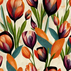 Jersey Punto di Roma tulipes de printemps