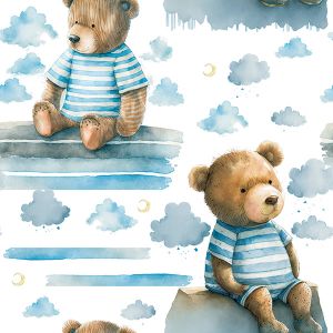 Mousseline en bambou pour couches bébé Takoy ours dans les nuages