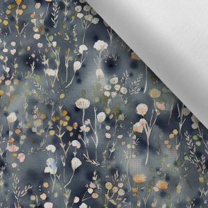 Tissu imprimé polyester imperméable TD/NS mini fleurs Amalia bleues