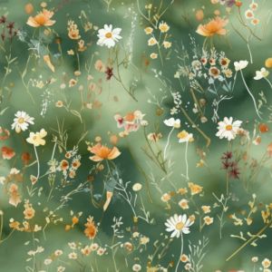 Toile de lyocell mini fleurs Victoria vert foncé