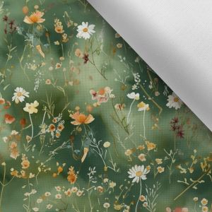Tissu imprimé polyester imperméable TD/NS mini fleurs Victoria vert foncé
