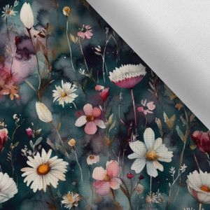Tissu polyester imperméable TD/NS marguerites aquarelles Diana