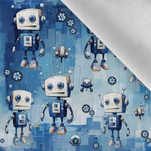 Tissu softshell hiver robots bleus