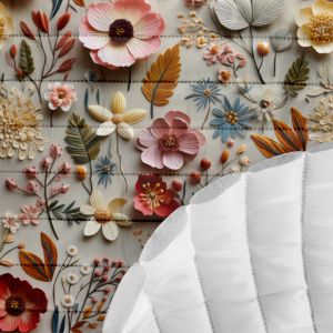 Tissu polyester matelassé effet 3D imprimé fleurs Elena