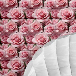Tissu doudoune polyester matelassé photo Rose rose clair