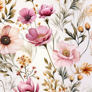 Tissu velours/velvet Doris fleurs d'été Romance