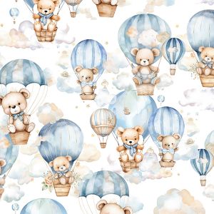 Coton premium Takoy ours bleu en montgolfière