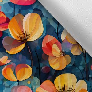 Tissu avec imprimé polyester imperméable TD/NS fleurs géométriques Meryl