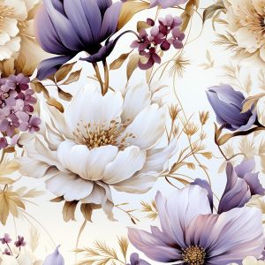 Coton premium Takoy fleurs violettes Vilma
