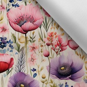Tissu avec imprimé polyester imperméable TD/NS fleurs Marína