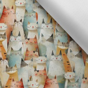 Tissu avec imprimé polyester imperméable TD/NS amis chats