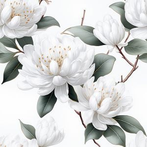 Coton premium NELA fleurs blanches