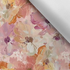 Tissu imprimé polyester imperméable TD/NS fleurs roses Leyla motif MAXI