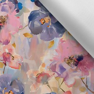 Tissu imprimé polyester imperméable TD/NS fleurs de printemps peinture pastel motif MAXI